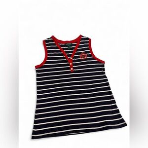 Ralph Lauren Navy & White Striped Tank with Red Trim